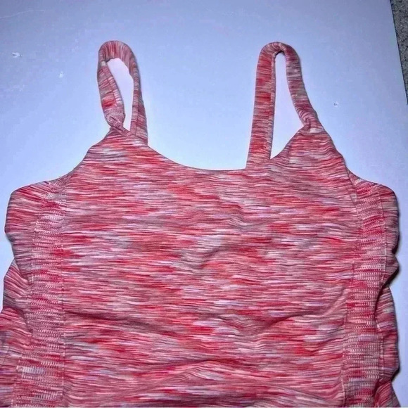 Athleta Fastest Track Athletic Ruched Tank Top Orange Gray Space Dye Size Large - Picture 4 of 8